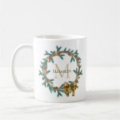 Rustikaler Pinecone | Stars Weihnachtsfeiermongram Kaffeetasse (Links)