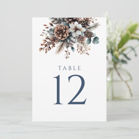 Rustikaler Pinecone Tischnummer (Stehend Vorderseite)