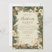 Rustikaler Pinecone Weihnachten Einladung (Vorderseite)