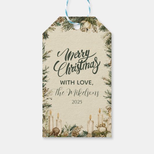 Rustikaler Pinecone Weihnachten Geschenkanhänger (Rückseite)