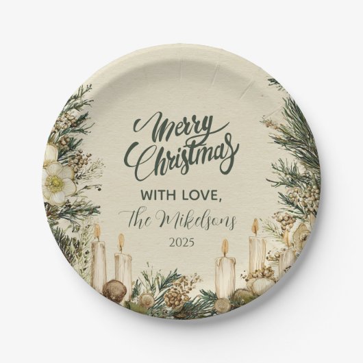 Rustikaler Pinecone Weihnachten Pappteller (Vorderseite)