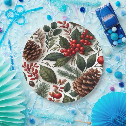 Rustikaler Pinecone Weihnachten Pappteller (Party)
