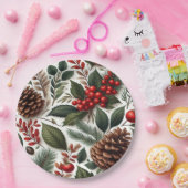 Rustikaler Pinecone Weihnachten Pappteller (Party)