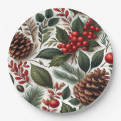Rustikaler Pinecone Weihnachten Pappteller (Vorderseite)