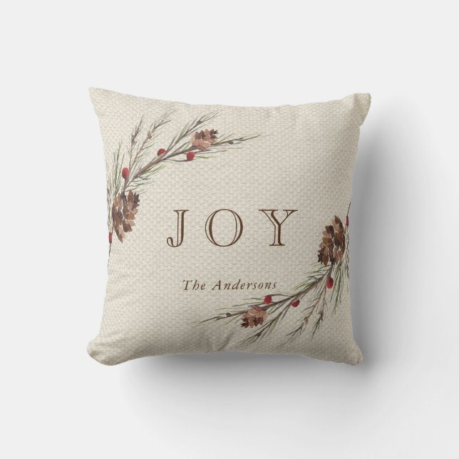 Rustikaler Pinecone Weihnachtsfeiertag Kissen (Vorderseite)