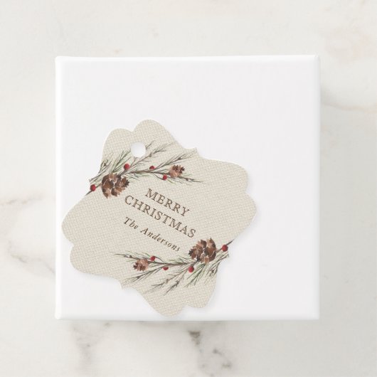 Rustikaler Pinecone Weihnachtsurlaub Geschenkanhänger (Beispiel)