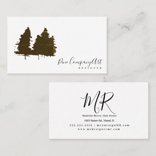 Rustikaler Pinienbaum-Designer Visitenkarte (Vorne/Hinten)