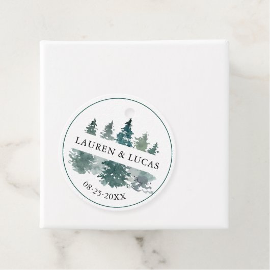 Rustikaler Pinienwald Danke für Ihre Hochzeit Geschenkanhänger (Beispiel)