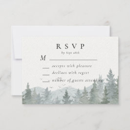 Rustikaler Pinienwald Hochzeit horizontal RSVP Karte