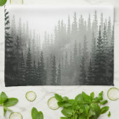 Rustikaler Pinienwald Mit Monogramm Geschirrtuch (Gefaltet)