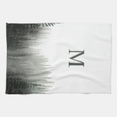 Rustikaler Pinienwald Mit Monogramm Geschirrtuch (Horizontal)