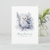 Rustikaler Pinienwald Owl Frohe Weihnachten (Stehend Vorderseite)