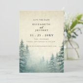 Rustikaler Pinienwald Save the Date Ankündigung (Stehend Vorderseite)