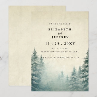 Rustikaler Pinienwald Save the Date Ankündigung