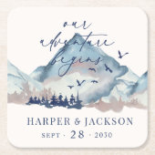 Rustikaler Pinienwald Unser Abenteuer beginnt Rechteckiger Pappuntersetzer (Vorderseite)