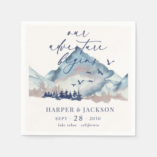 Rustikaler Pinienwald Unser Abenteuer beginnt Serviette (Vorderseite)