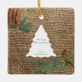 Rustikaler Pinienwald Weihnachtsbaum Keramikornament (Vorderseite)
