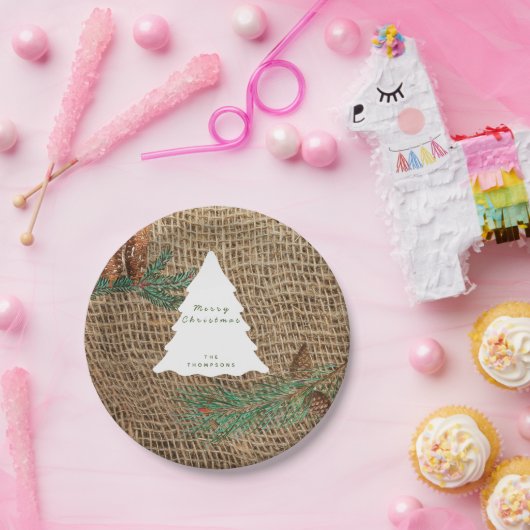 Rustikaler Pinienwald Weihnachtsbaum Pappteller (Party)