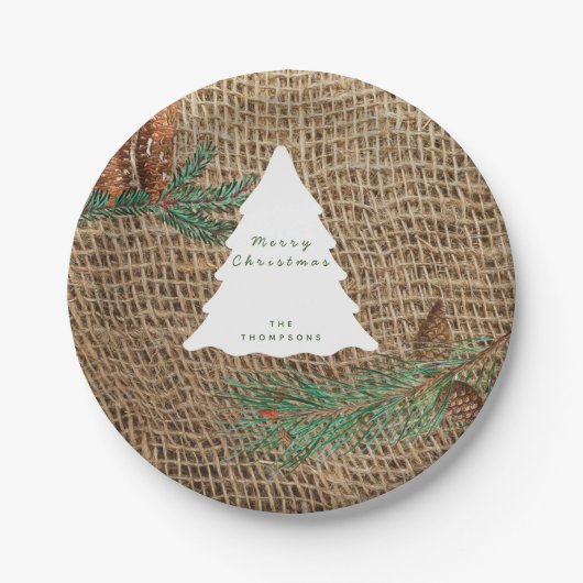 Rustikaler Pinienwald Weihnachtsbaum Pappteller (Vorderseite)