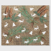 Rustikaler Pinienwald Weihnachtsbaum Rentier Geschenkpapier (Flach)