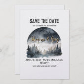 Rustikaler Pinienwald Winter Save the Date Einladung (Vorne/Hinten)