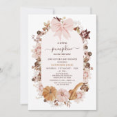 Rustikaler Pink Fall Kleine Pumpkin Baby Dusche Einladung (Vorderseite)