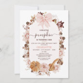 Rustikaler Pink Fall Kleiner Pumpkin 1. Geburtstag Einladung (Vorderseite)