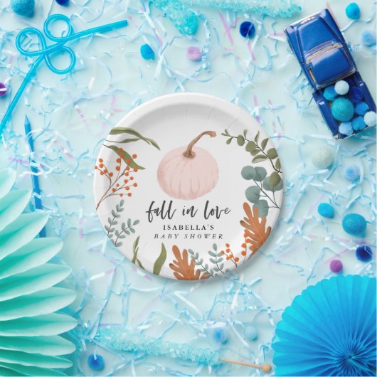 Rustikaler Pink Pumpkin Fall in Liebe Baby Dusche Pappteller (Party)