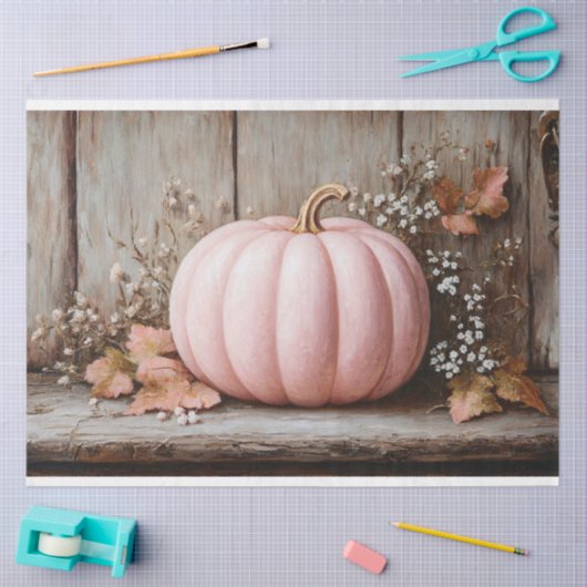 Rustikaler Pink Pumpkin Herbst Blätter Decoupage Seidenpapier (Basteln)