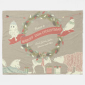 Rustikaler Polar Bär Fawn Fox Weihnachtsmuster Fleecedecke (Vorderseite (Horizontal))