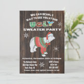 Rustikaler Polarbär Ugly Sweater Party Einladung (Stehend Vorderseite)