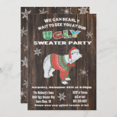 Rustikaler Polarbär Ugly Sweater Party Einladung (Vorne/Hinten)