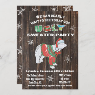 Rustikaler Polarbär Ugly Sweater Party Einladung