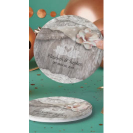 Rustikaler Polterabend aus Holz Burlap Lace Floral Pappteller