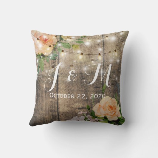 Rustikaler Polterabend aus Holzblumen Kissen (Rückseite)