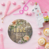 Rustikaler Polterabend aus Holzblumen Pappteller (Party)