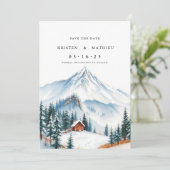 Rustikaler Printable Mountain Save The Date (Stehend Vorderseite)