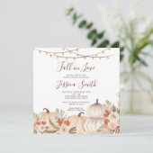 Rustikaler Pumpkin Boho Fall in Liebe Brautparty Einladung (Stehend Vorderseite)