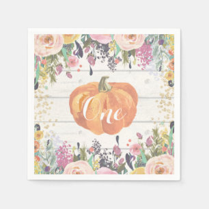Rustikaler Pumpkin Erster Geburtstag Blumengold Gl Serviette