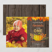 Rustikaler Pumpkin Fall erster Geburtstag Gold Einladung (Vorne/Hinten)