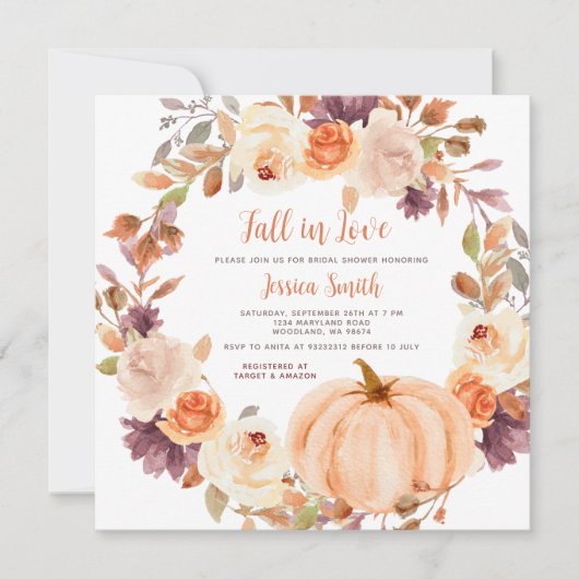 Rustikaler Pumpkin Fall in Liebe Brautparty Einladung (Vorderseite)