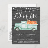 Rustikaler Pumpkin Fall Liebe Brautparty laden ein Einladungspostkarte (Vorne/Hinten)