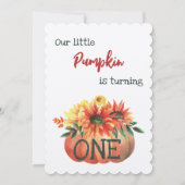 Rustikaler Pumpkin One Floral Fall erster Geburtst Einladung (Rückseite)
