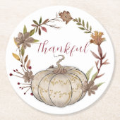 Rustikaler Pumpkin Personalisierter Erntedank Runder Pappuntersetzer (Vorderseite)