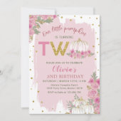 Rustikaler Pumpkin Pink Floral 2. Geburtstag Einladung (Vorderseite)