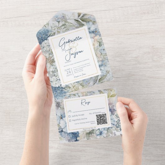 Rustikaler QR-Code All In One Einladung (Abreißen)