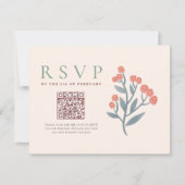 Rustikaler QR-Code Boho-Wildblumen Hochzeit RSVP Karte (Vorderseite)