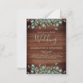 Rustikaler QR-Code Botanische Hochzeitseinladung Mitteilungskarte (Vorderseite)