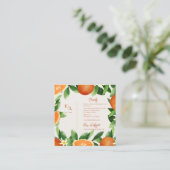 Rustikaler QR-Code Citrus Orange Hochzeit im Herbs Begleitkarte (Stehend Vorderseite)