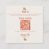 Rustikaler QR-Code Citrus Orange Hochzeit im Herbs Begleitkarte (Rückseite)